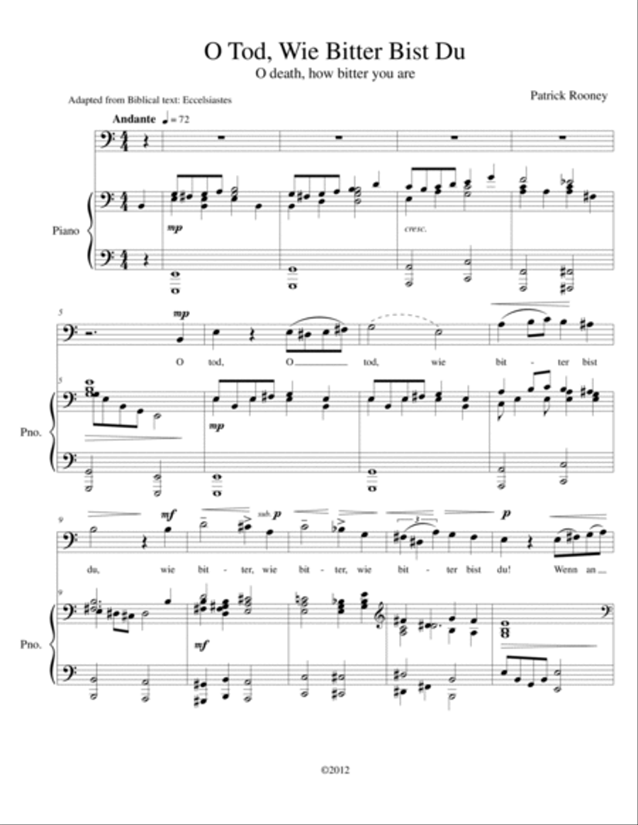 O Tod, Wie Bitter bist Du Voice scores gallery preview page 3