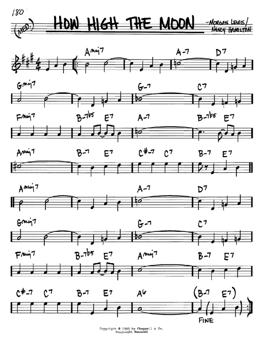 How High The Moon B-Flat Instrument scores gallery preview page 1