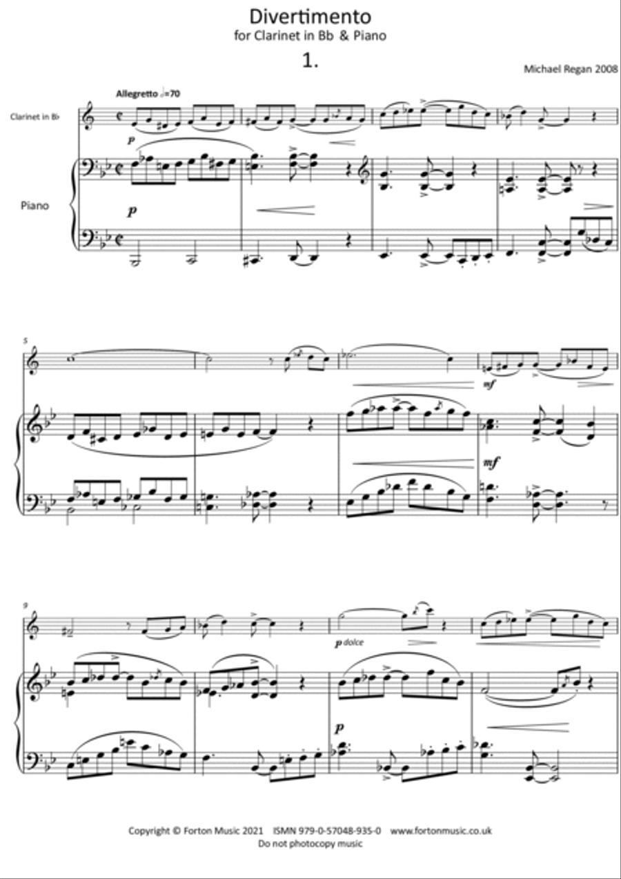 Divertimento Clarinet Solo scores gallery preview page 2