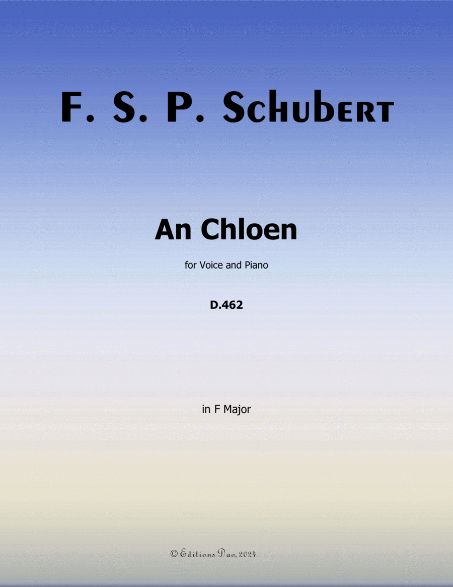 An Chloen, by Schubert, in F Major Voice scores gallery preview page 1