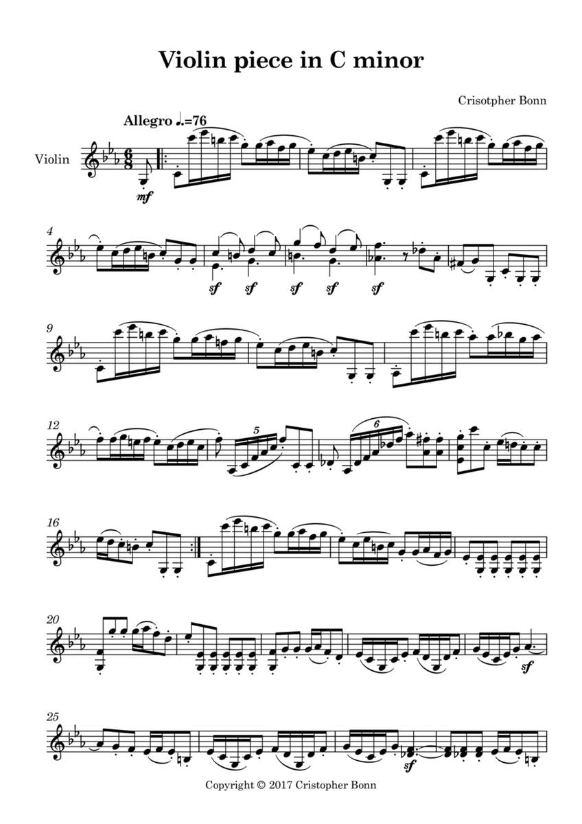 Violin piece in C minor image number null