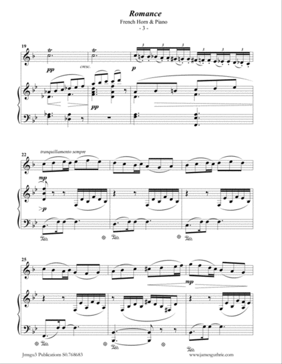 Fauré: Romance Op. 28 for French Horn & Piano Horn scores gallery preview page 3