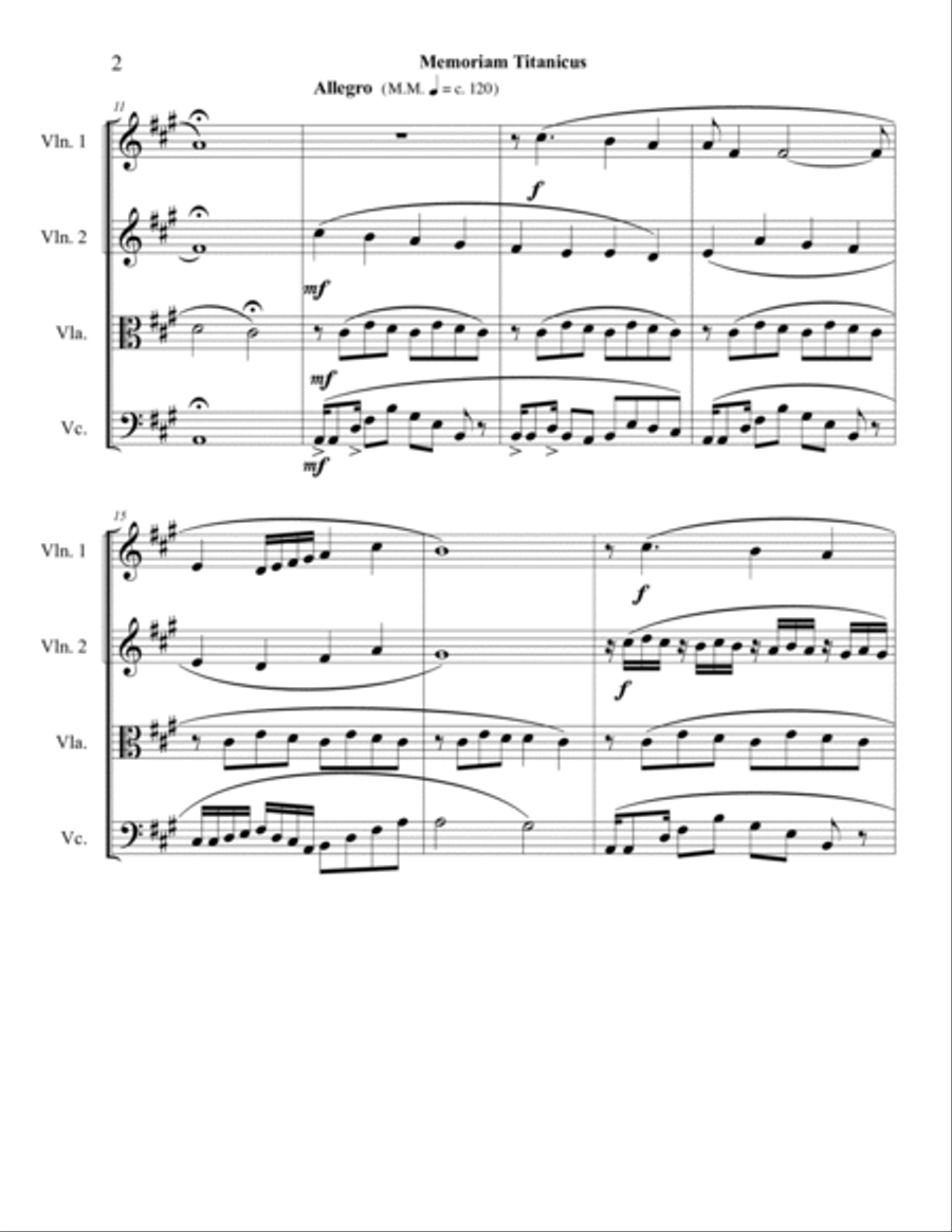 Memoriam Titanicus - Score Only String Quartet scores gallery preview page 2