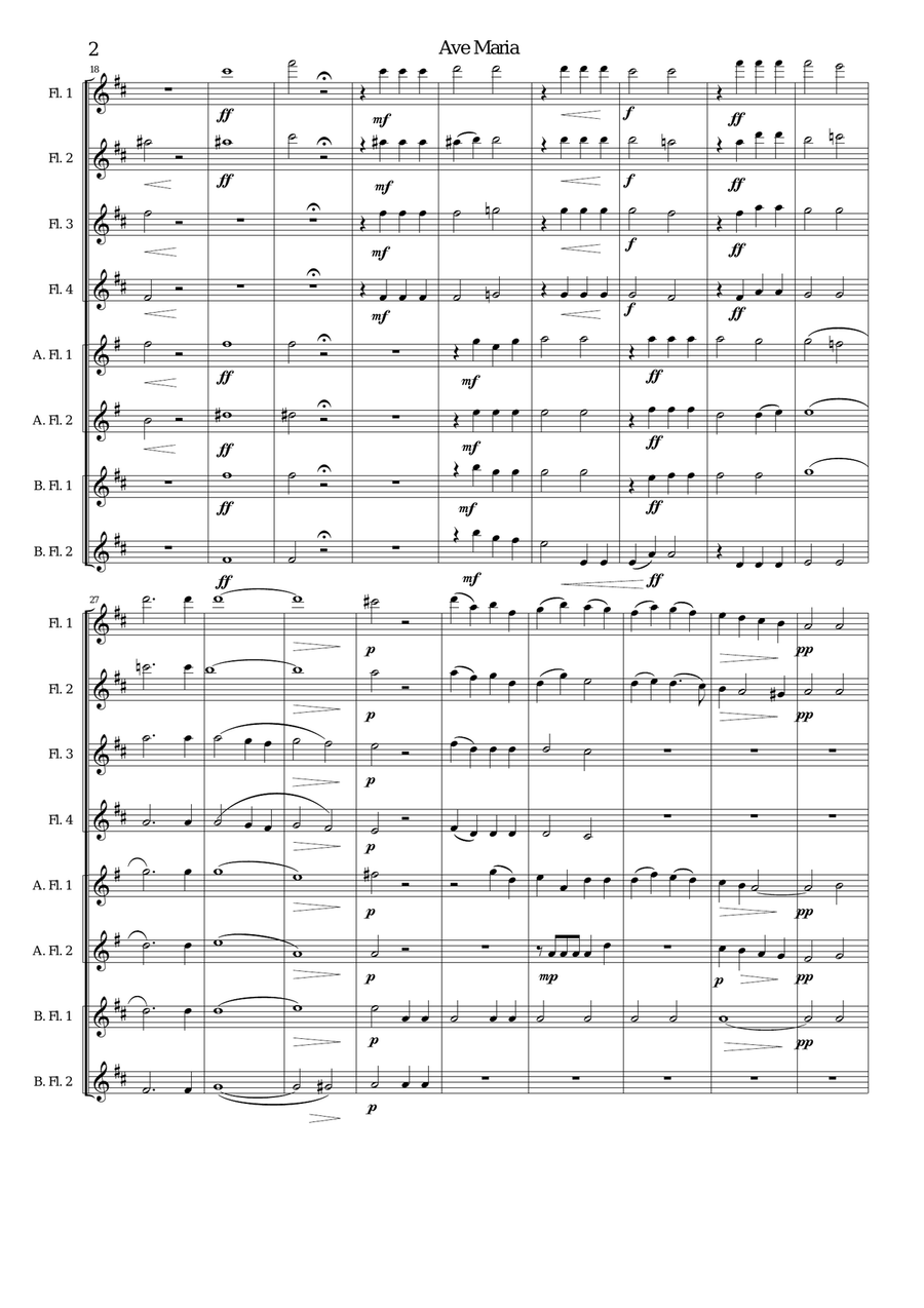 Ave maria for flute choir Flute Choir scores gallery preview page 2