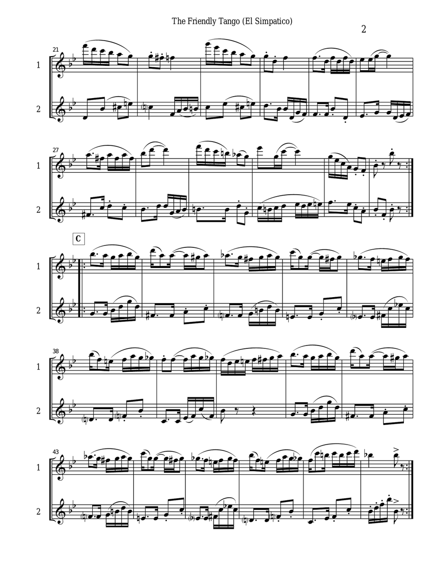 The Friendly Tango by Carlos Posadas set for flexible woodwind duets Woodwind Duet scores gallery preview page 3