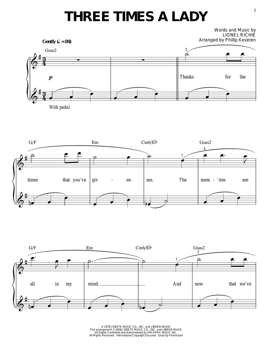 Book cover for Three Times A Lady (arr. Phillip Keveren)