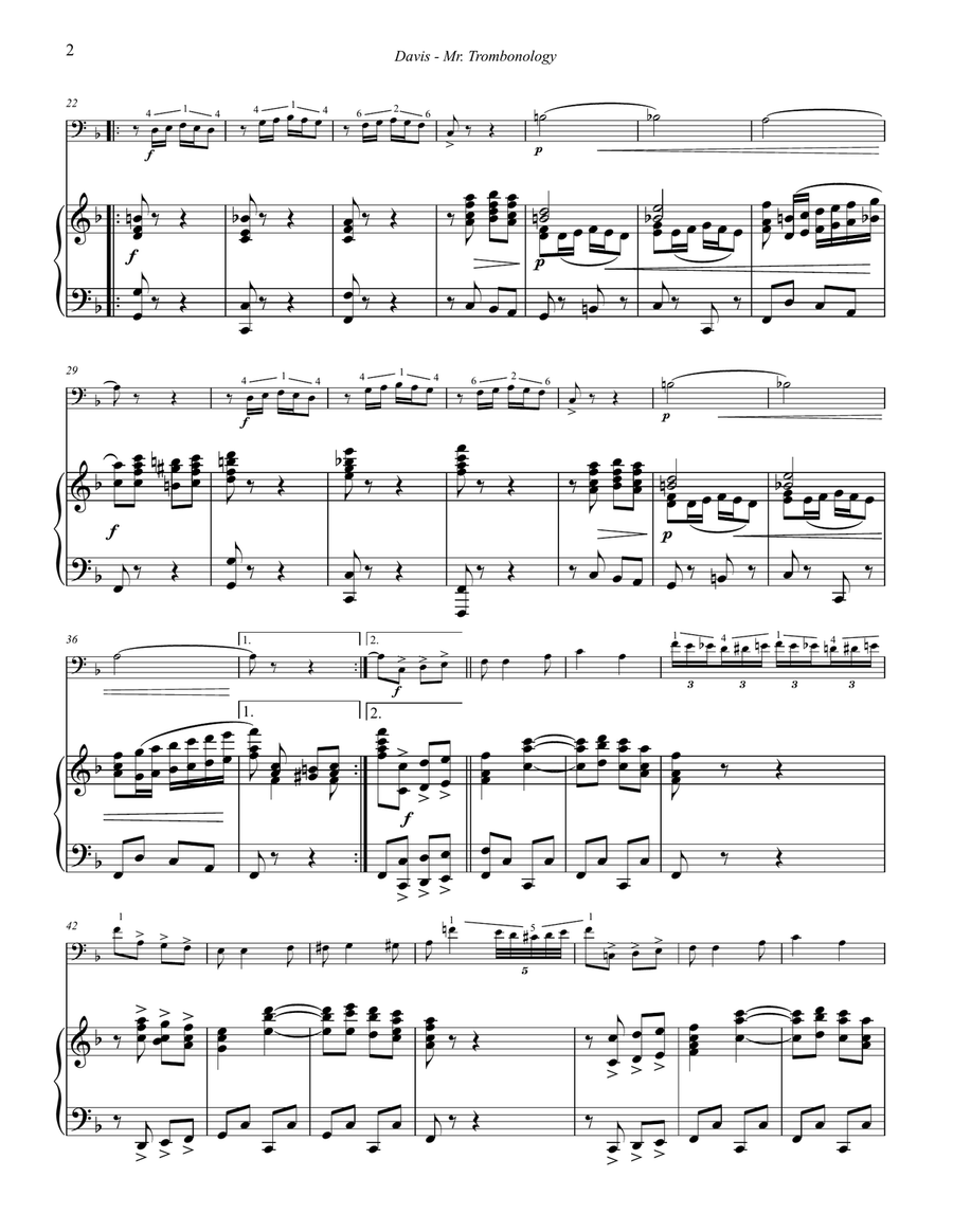 Mr. Trombonology for Trombone and Piano Piano scores gallery preview page 2