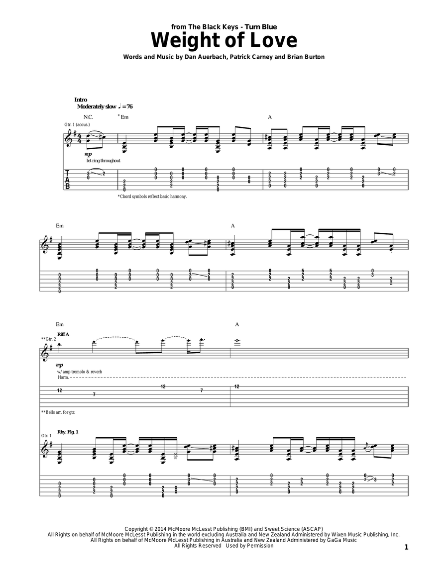 Weight Of Love Acoustic Guitar scores gallery preview page 1