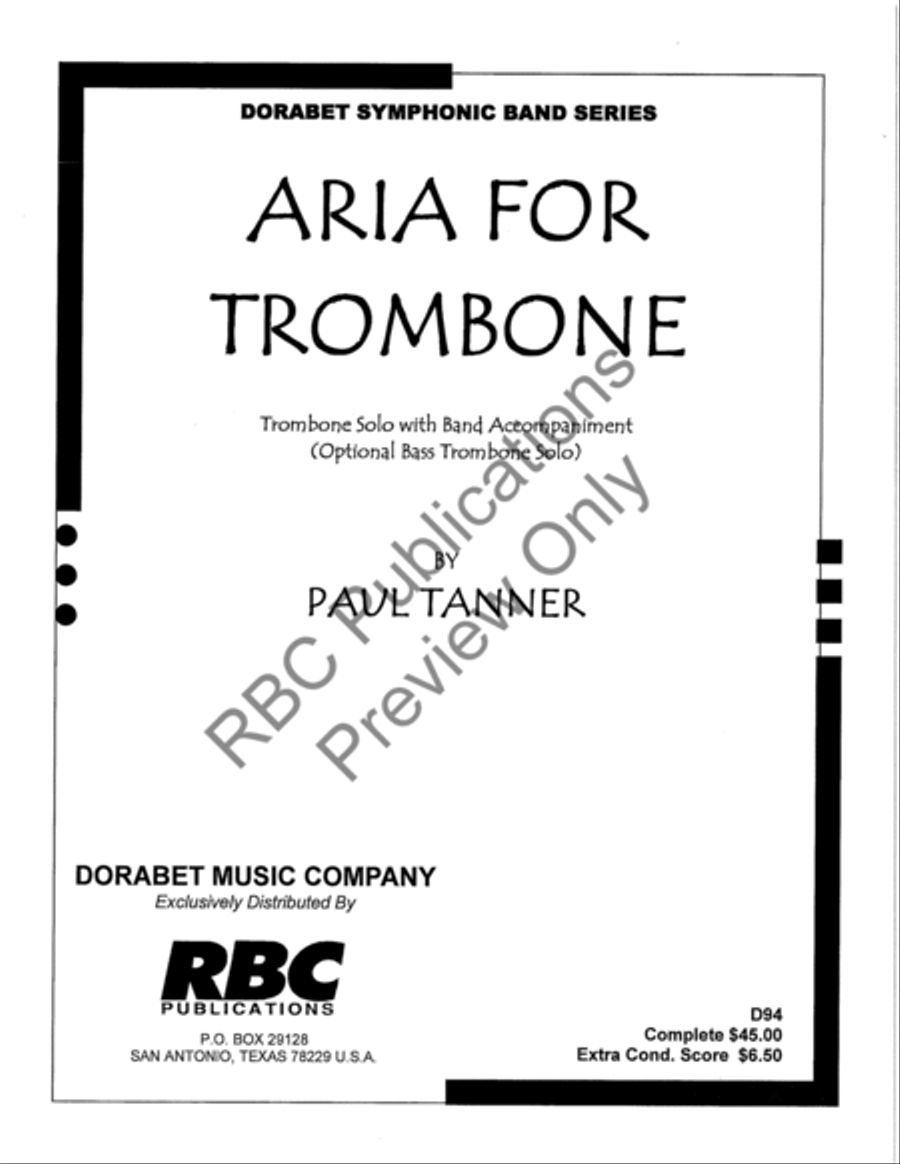 Aria For Trombone Aria For Trombone Concert Band scores gallery preview page 2