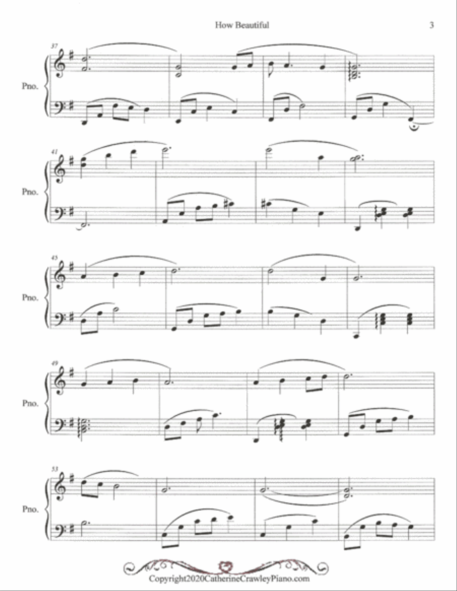 How Beautiful Piano Solo scores gallery preview page 3