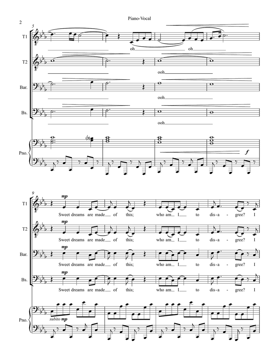Sweet Dreams (Are Made Of This) TTBB scores gallery preview page 2