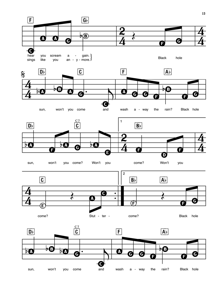 Black Hole Sun by Soundgarden Electronic Keyboard - Digital Sheet Music page 2