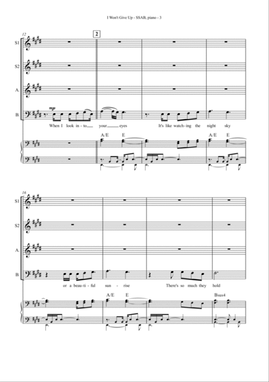 I Won't Give Up I Won't Give Up 4-Part scores gallery preview page 3
