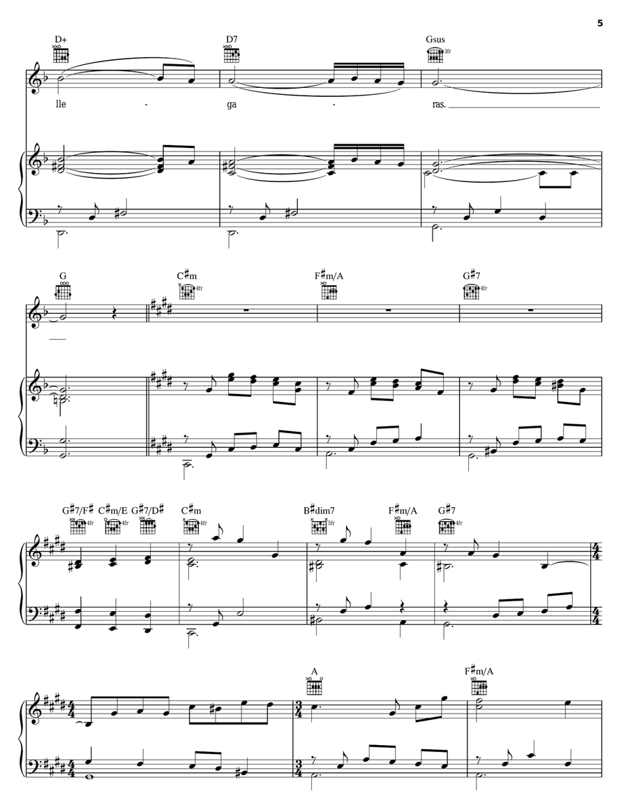 Un Dia Llegara Piano, Vocal, Guitar scores gallery preview page 5