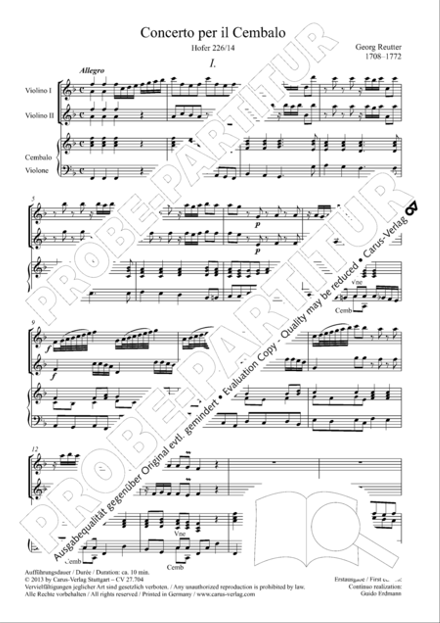 Concerto per il Clavi-Cembalo in F Violin scores gallery preview page 4