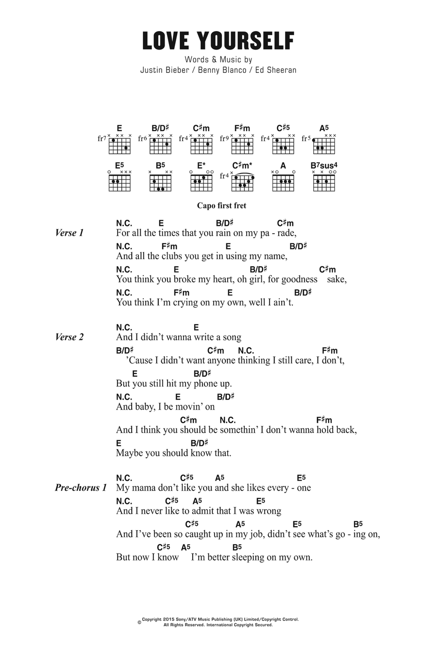 Love Yourself Acoustic Guitar scores gallery preview page 1