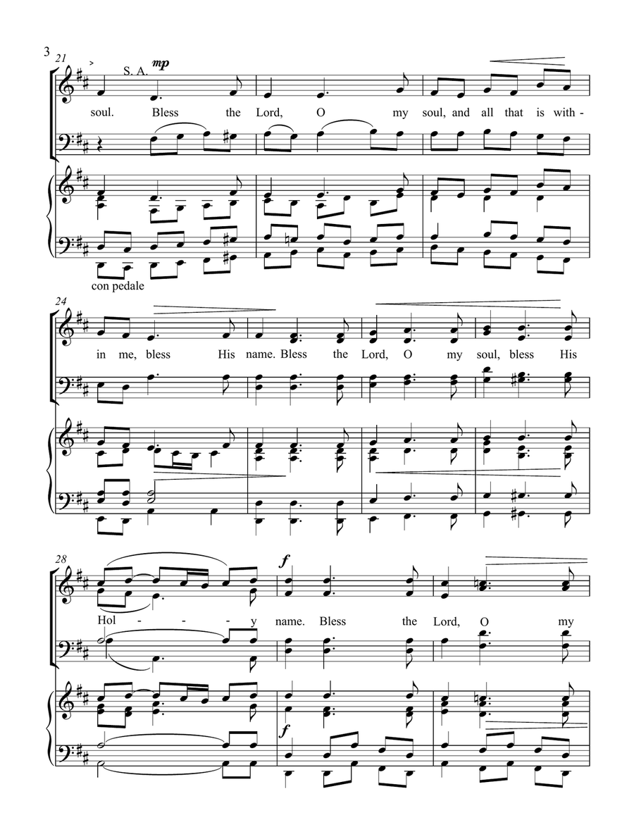 Bless The Lord, O My Soul 4-Part scores gallery preview page 3