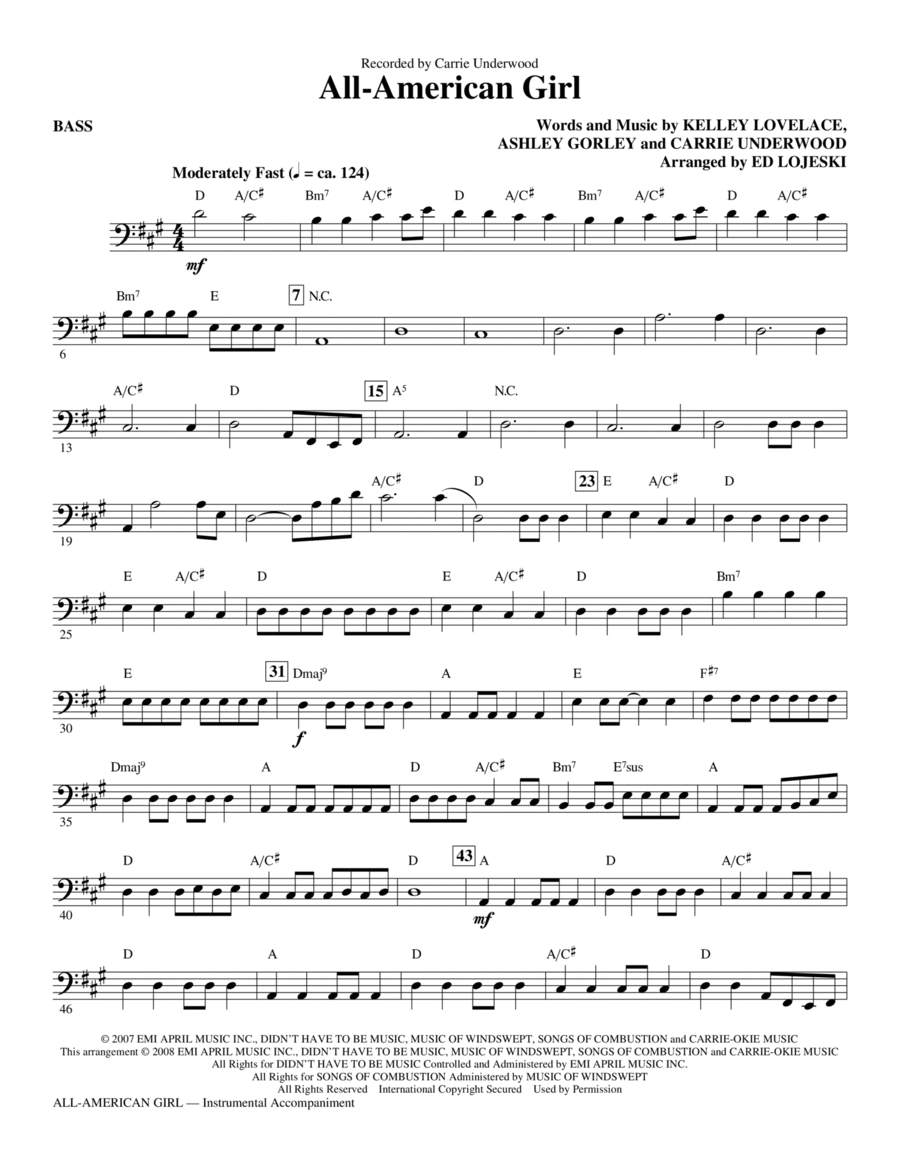 All-American Girl - Bass Choir scores gallery preview page 1