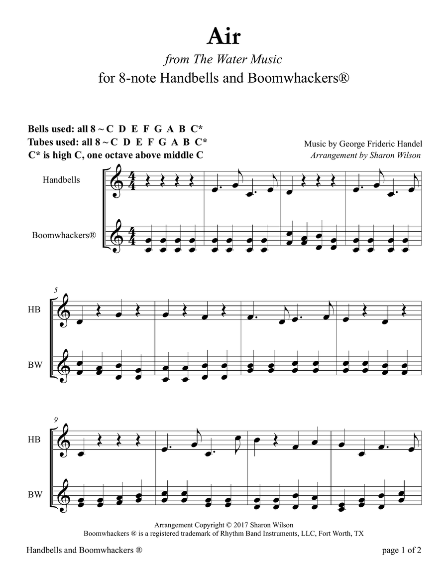 Air for 8-note Bells and Boomwhackers® (with Black and White Notes) Handbell Choir scores gallery preview page 4