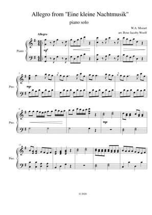 Book cover for Allegro from Eine kleine Nachtmusik (Mozart) - piano solo