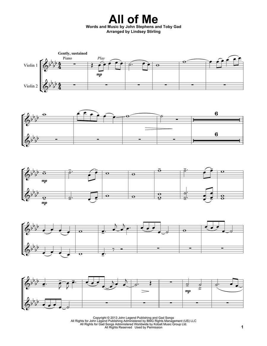 All Of Me All Of Me String Duet scores gallery preview page 1