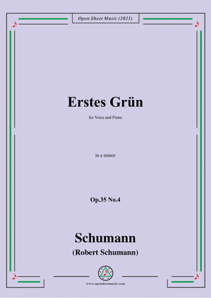 Book cover for Schumann-Erstes Grun,Op.35 No.4 in e minor