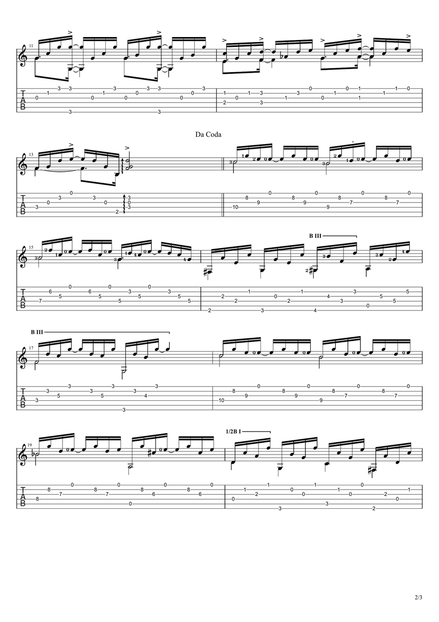 Awakening - a guitar composition by Eugen Sedko Classical Guitar scores gallery preview page 2
