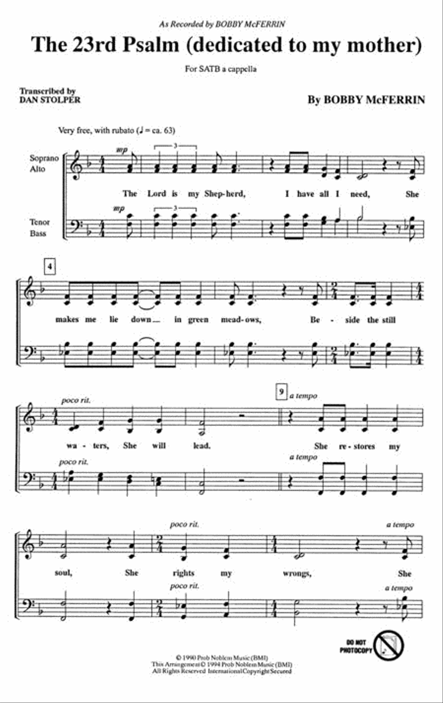 The 23rd Psalm (dedicated to my mother) 4-Part scores gallery preview page 2