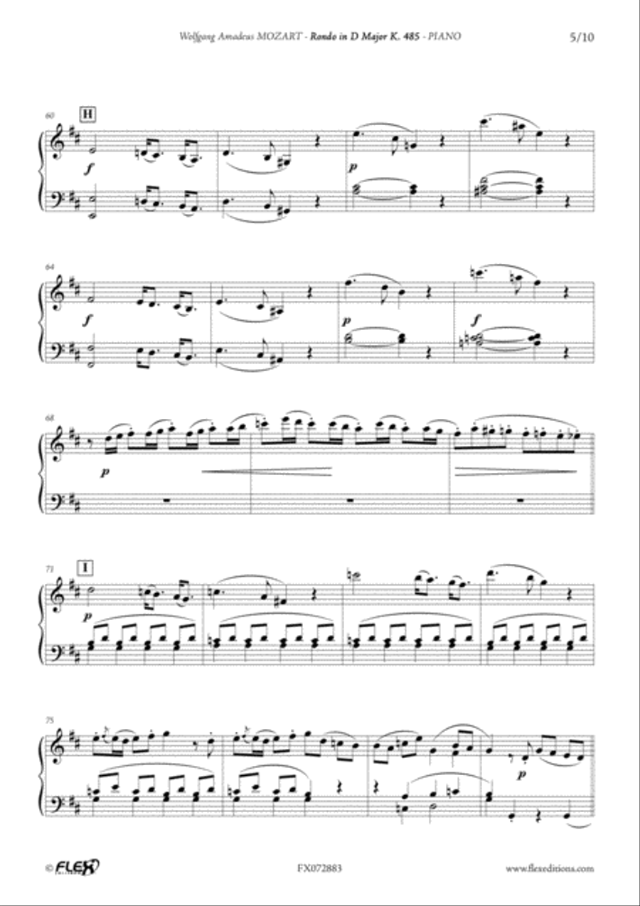 Rondo in D Major K. 485 Rondo in D Major K. 485 Piano Solo scores gallery preview page 5