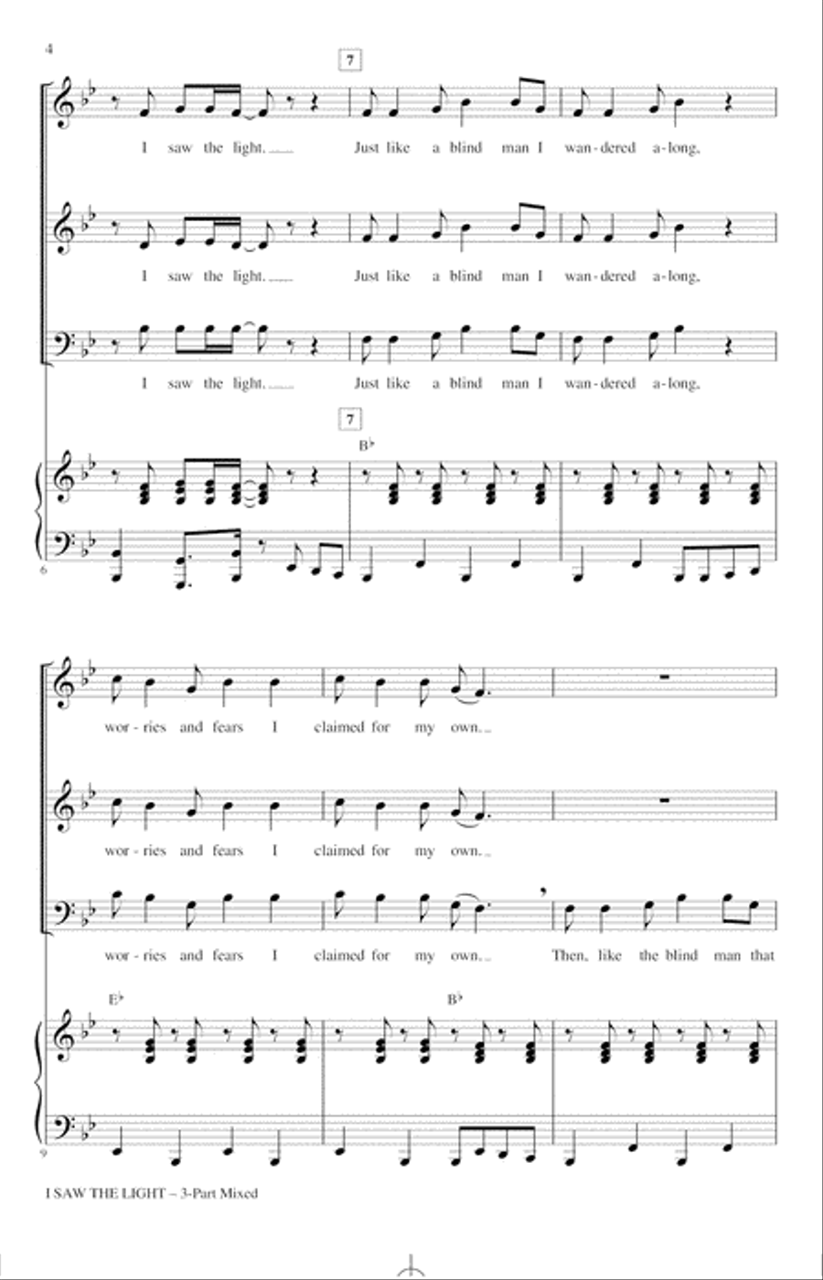 I Saw The Light (arr. Audrey Snyder) 3-Part scores gallery preview page 2