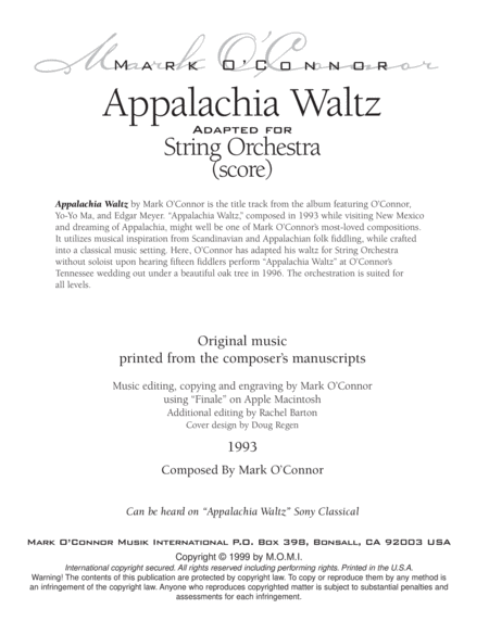 Appalachia Waltz (score -string orchestra) image number null