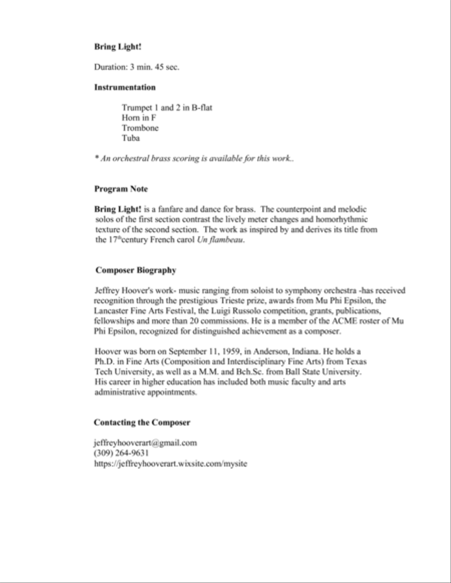 Bring Light! for brass quintet Brass Quintet scores gallery preview page 2