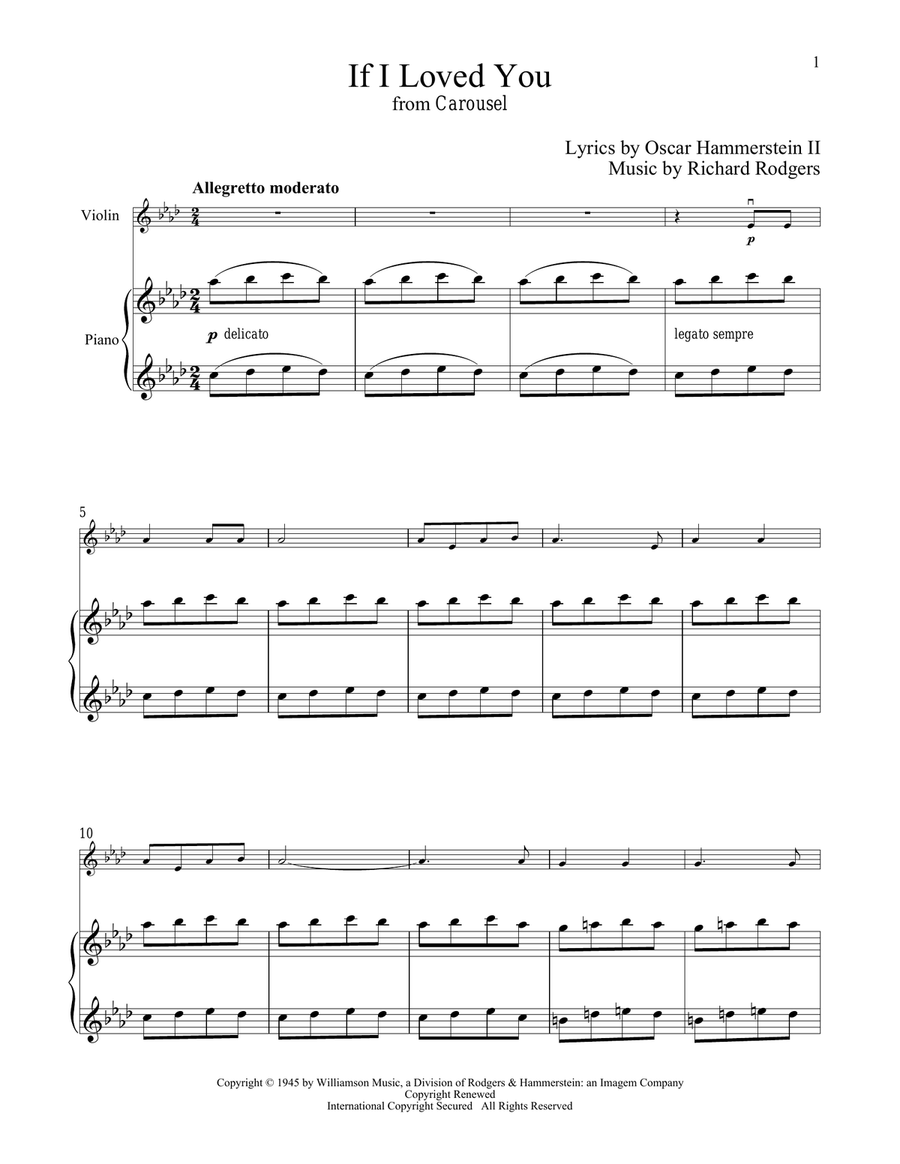 If I Loved You (from Carousel) Violin Solo scores gallery preview page 1