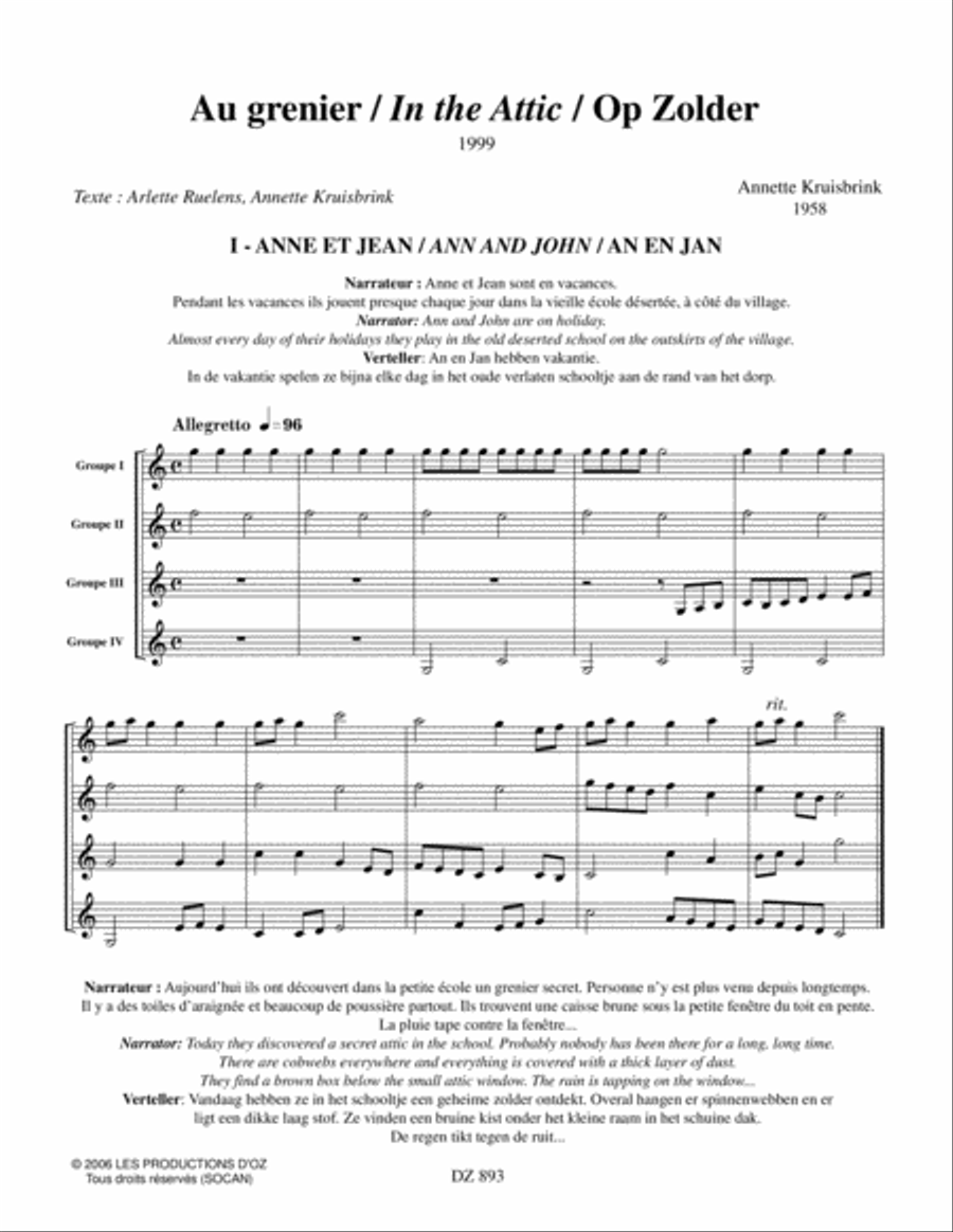 Au grenier / In the Attic Guitar Ensemble scores gallery preview page 3
