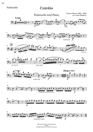 Czardas - Cello and Piano (Individual Parts)