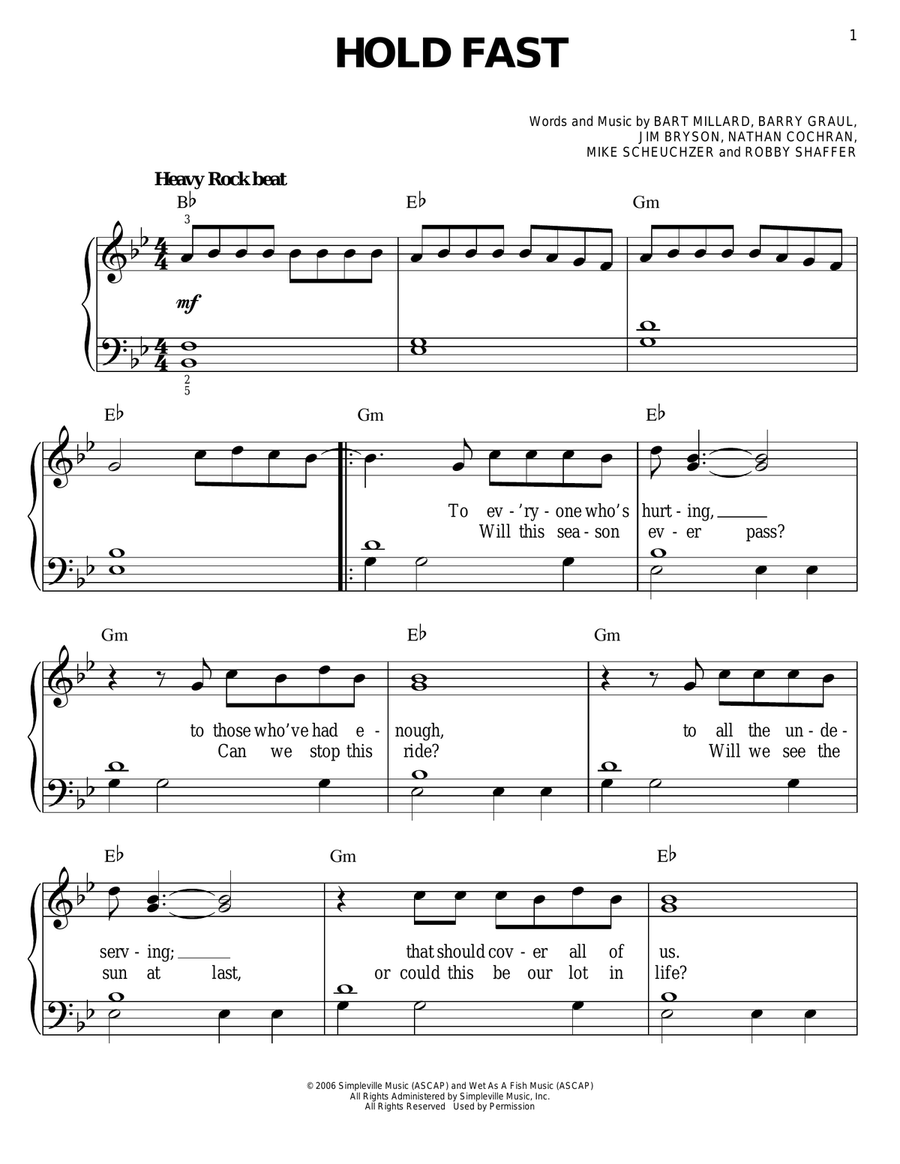 Hold Fast Easy Piano scores gallery preview page 1
