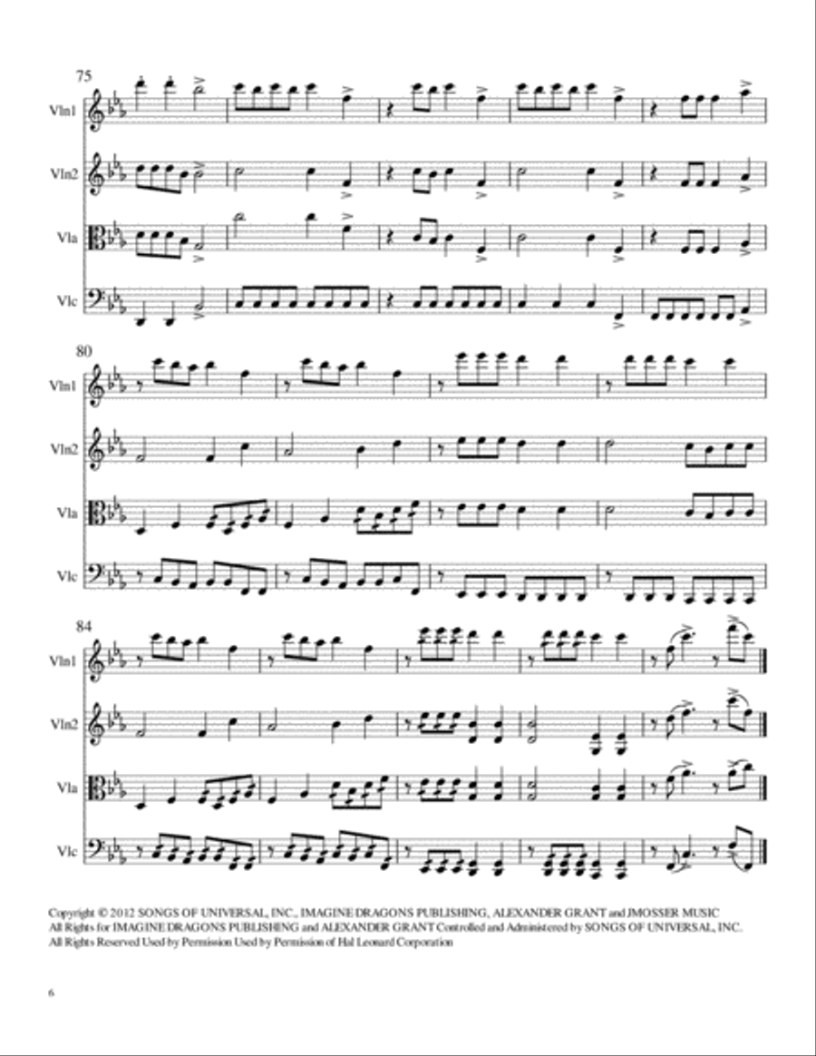 Radioactive Radioactive String Quartet scores gallery preview page 6