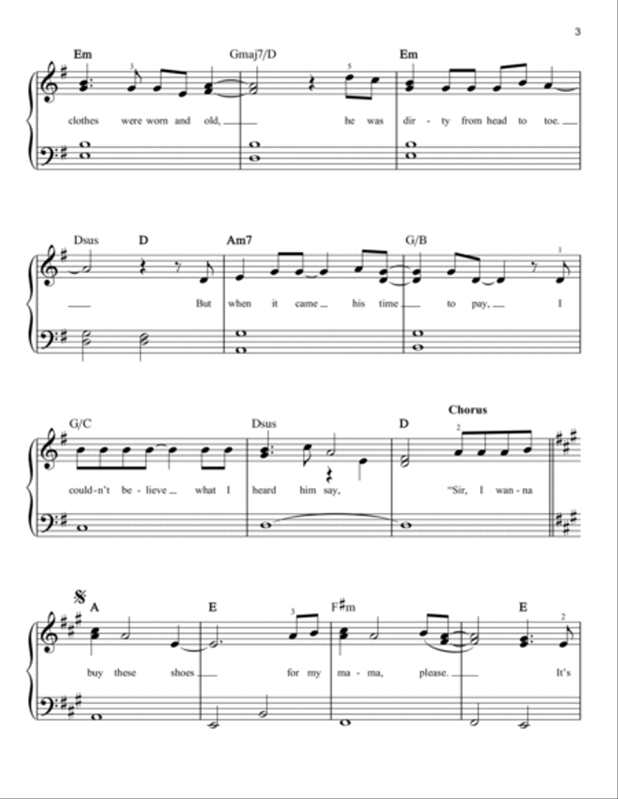 The Christmas Shoes Easy Piano scores gallery preview page 3