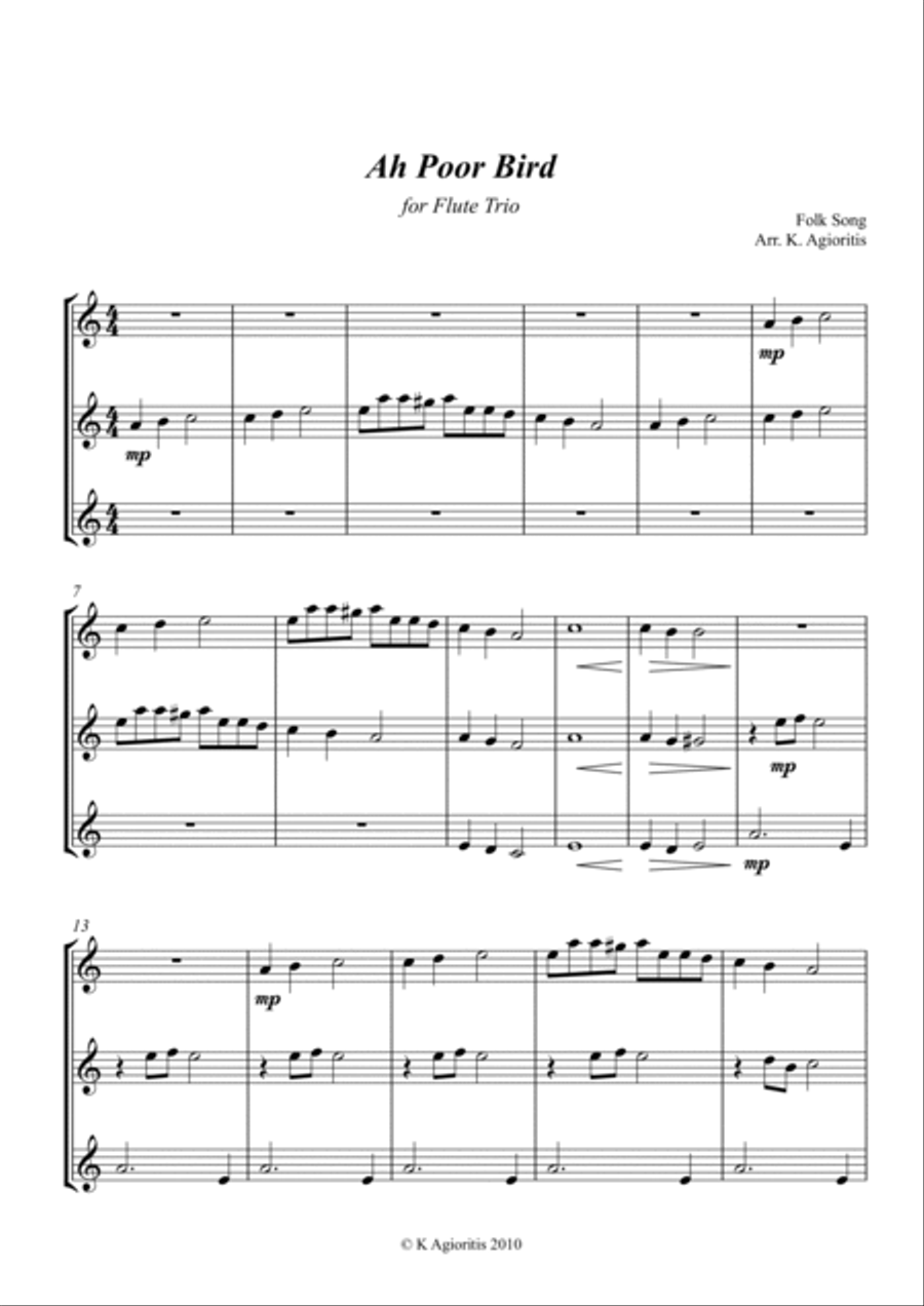 Ah Poor Bird - Flute Trio Flute Trio scores gallery preview page 5