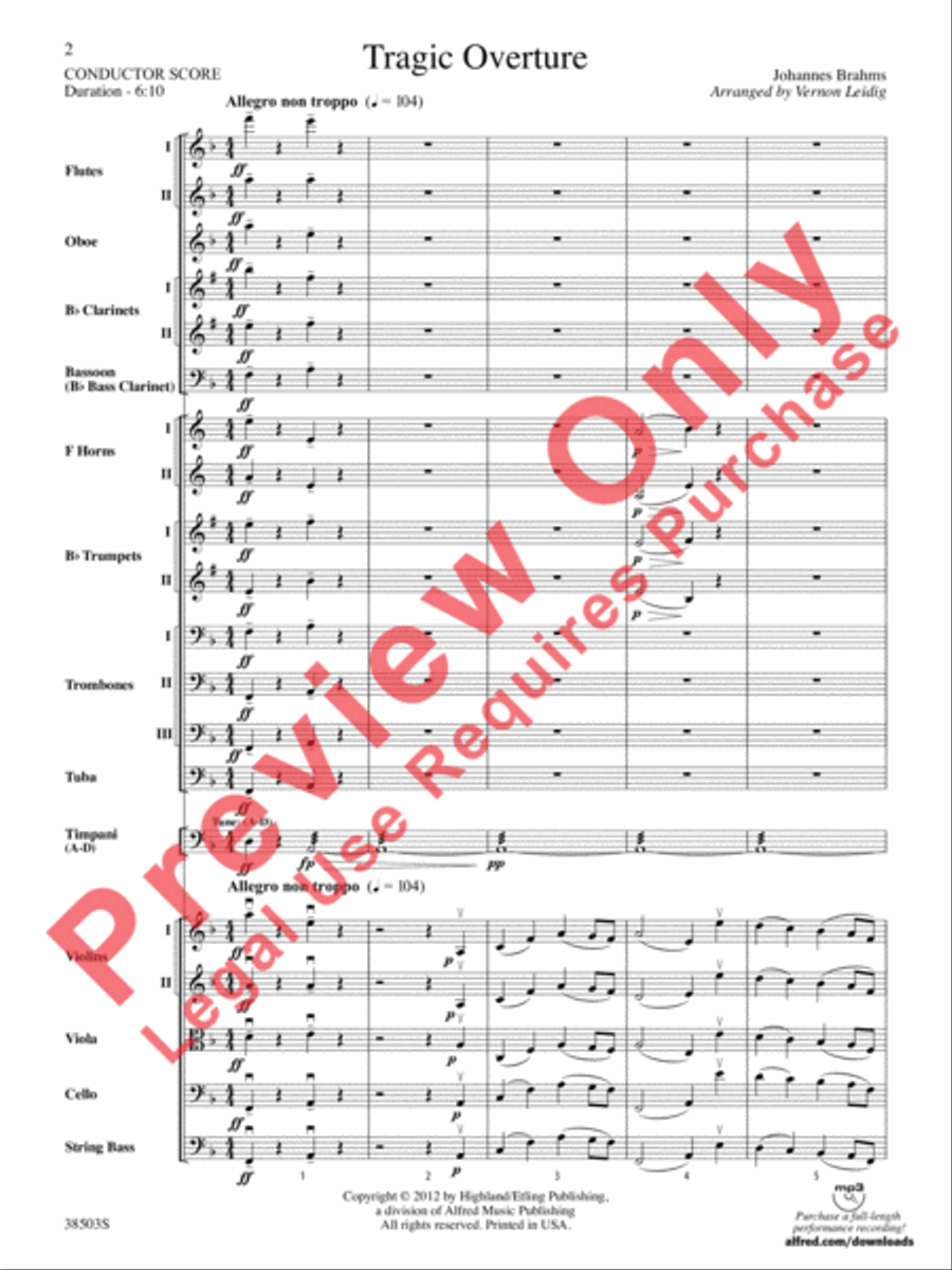 Tragic Overture Full Orchestra scores gallery preview page 3
