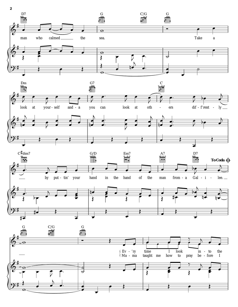 Put Your Hand In The Hand Piano, Vocal, Guitar scores gallery preview page 2
