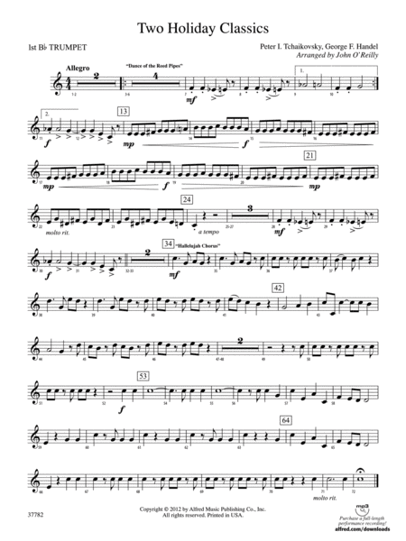 Two Holiday Classics: 1st B-flat Trumpet by Peter Ilyich Tchaikovsky Concert Band - Digital Sheet Music