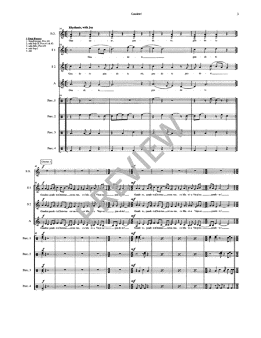Gaudete! - SSA (Full Score and Percussion Parts) SSA scores gallery preview page 4
