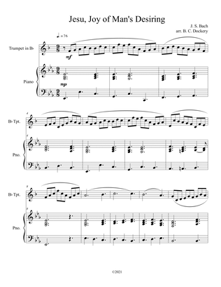 Jesu, Joy of Man's Desiring (Trumpet Solo) with piano accompaniment