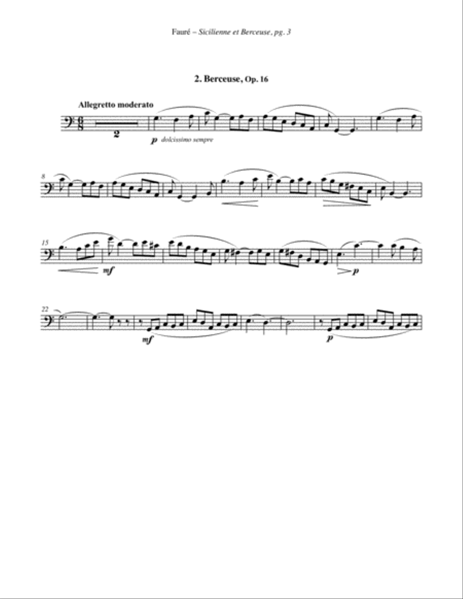 Two Pieces - Sicilienne and Berceuse for Trombone & Piano Piano Accompaniment scores gallery preview page 3