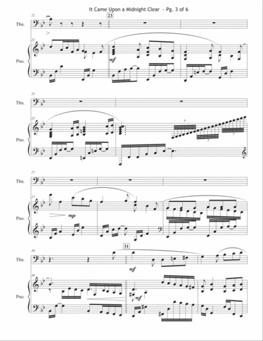 It Came Upon a Midnight Clear - Trombone Solo Piano scores gallery preview page 4