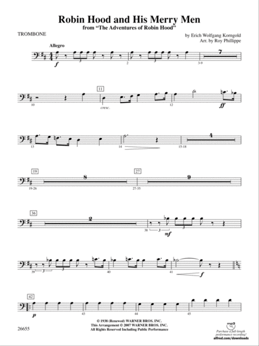 Robin Hood and His Merry Men: 1st Trombone Full Orchestra scores gallery preview page 1