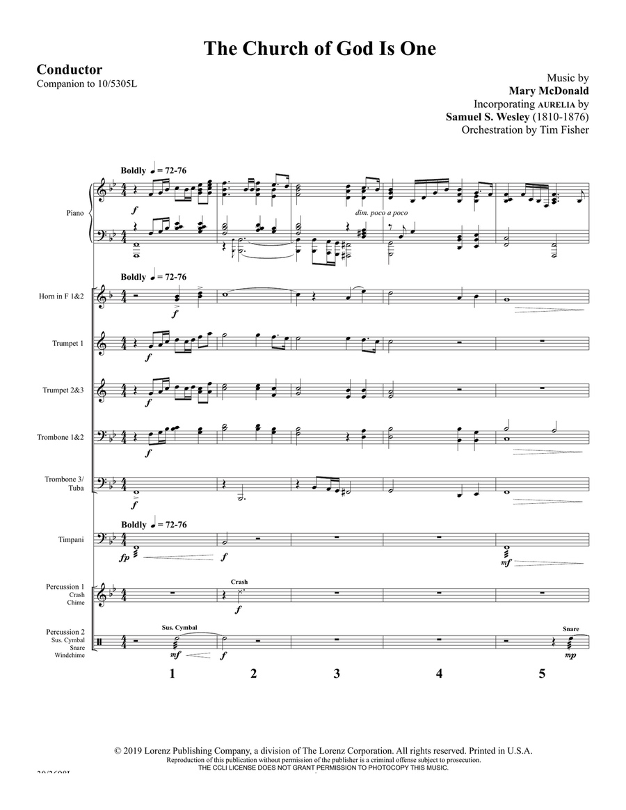 The Church of God Is One - Brass and Percussion Score and Parts (Digital Downloa Horn scores gallery preview page 3