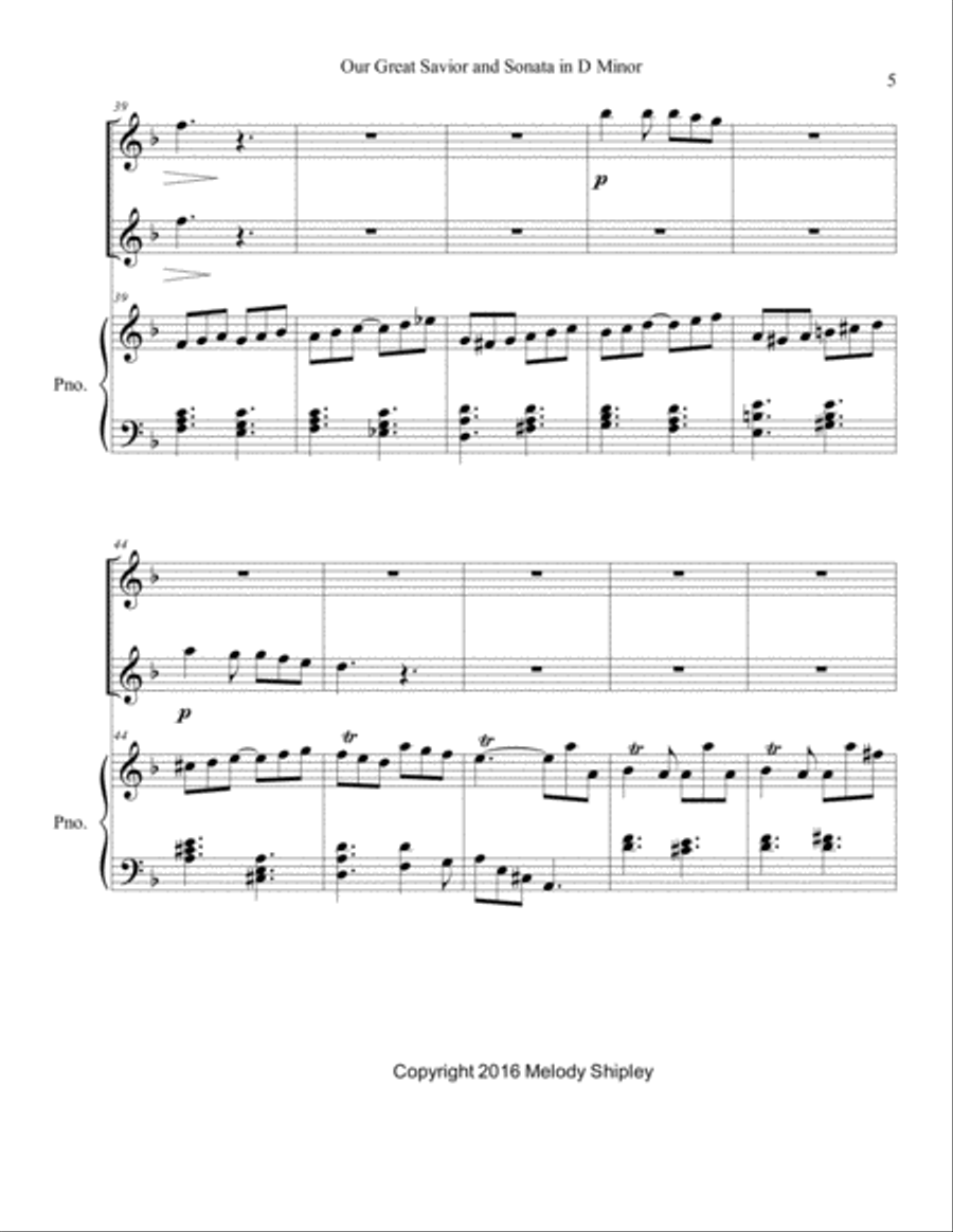 Our Great Savior and Sonata in D Minor, K. 9 Woodwind Ensemble scores gallery preview page 6