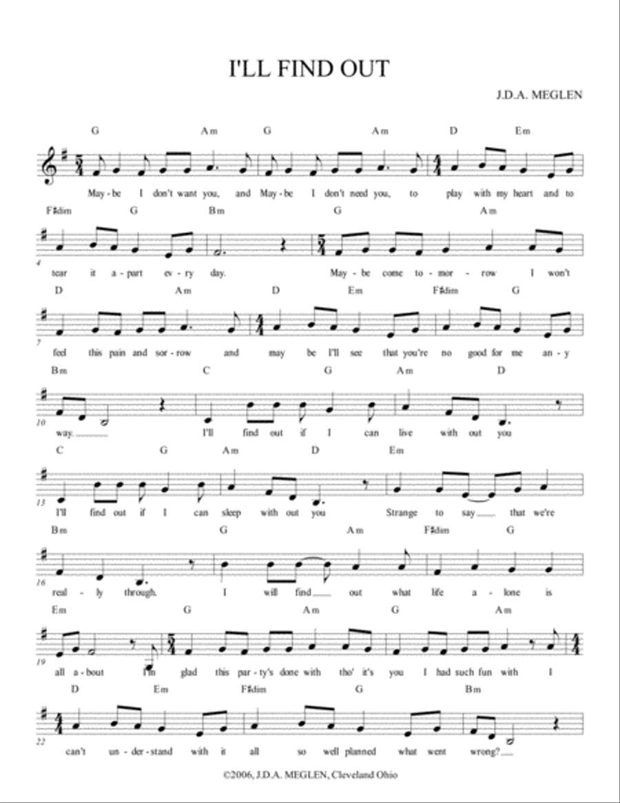 I'LL FIND OUT I'LL FIND OUT Voice scores gallery preview page 1